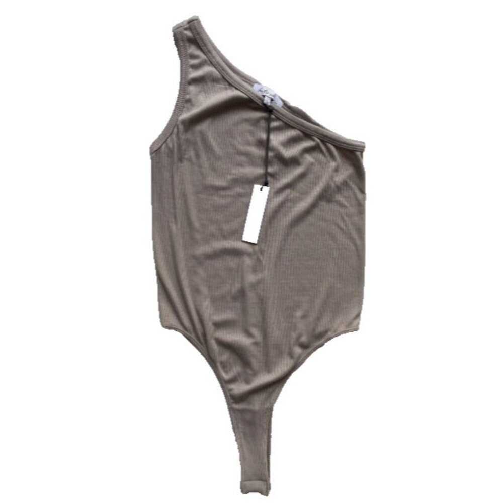*** Betro Simone One Shoulder Ribbed Bodysuit ( M )